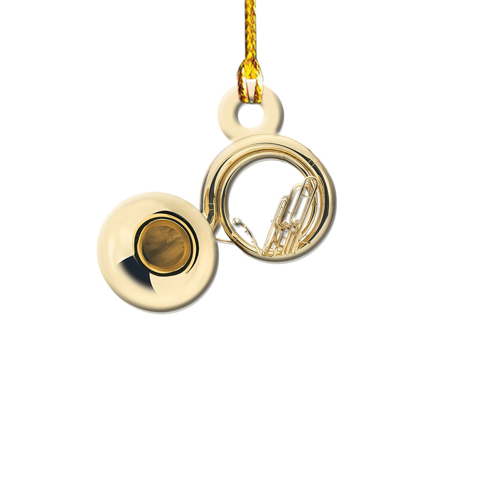 Pack 1 Music Gold Brass Sousaphone Play - Custom Shape Ornament - Owls Matrix LTD