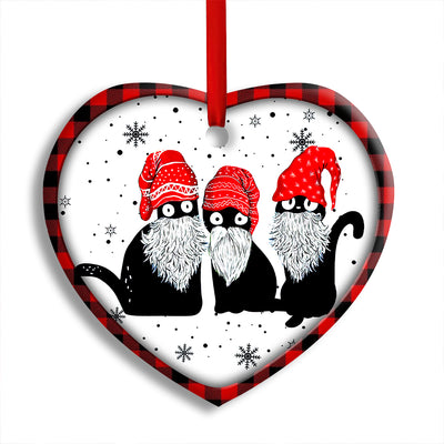 Pack 1 Christmas Cat Santa Hat Gomes - Heart Ornament - Owls Matrix LTD
