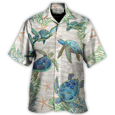 Hawaiian Shirt / Adults / S Turtle Peaceful Relaxing Calm Of The Beach And Ship With Sails - Hawaiian Shirt - Owls Matrix LTD