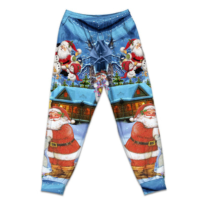 Pants / S Christmas Santa And Snowman Best Friends - Pajamas Short Sleeve - Owls Matrix LTD