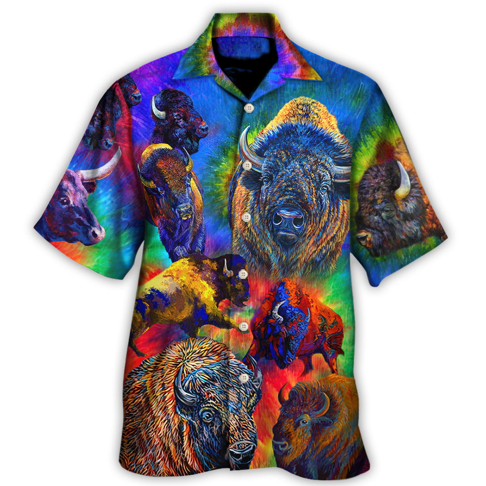 Bison Animals Colorful Bisons - Hawaiian Shirt - Owls Matrix LTD