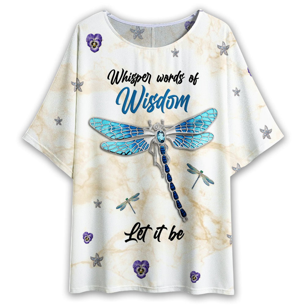 S Dragonfly Jewelry Style Let It Be - Women's T-shirt With Bat Sleeve - Owls Matrix LTD