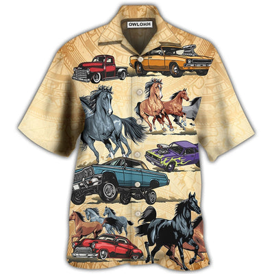 Hawaiian Shirt / Adults / S Horse Muscle Car I Like Muscle Car And Horse - Hawaiian Shirt - Owls Matrix LTD