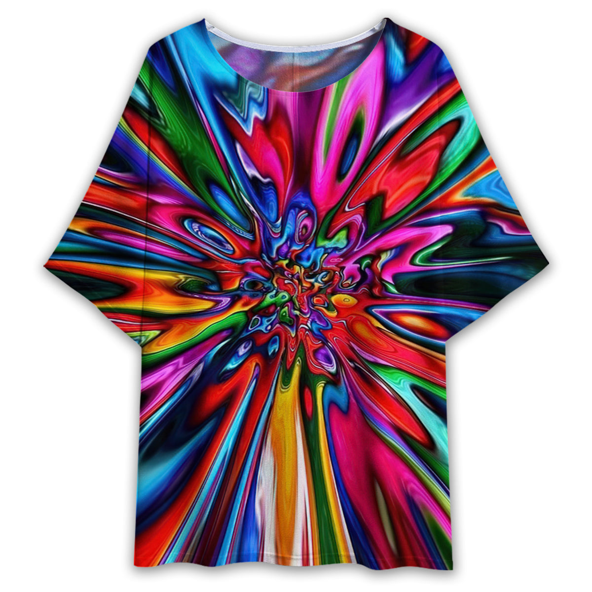 S Hippie Tie Dye Colorful - Women's T-shirt With Bat Sleeve - Owls Matrix LTD