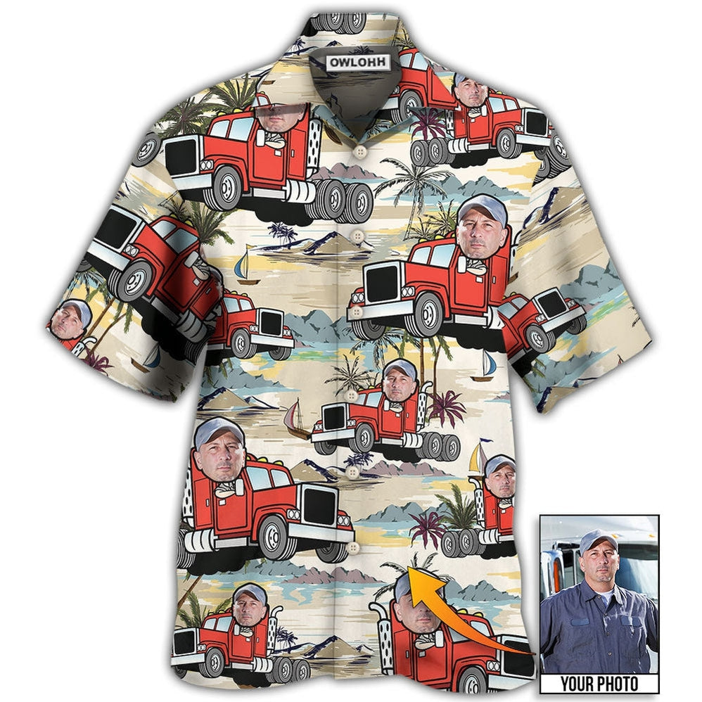 Hawaiian Shirt / Adults / S Truck Driver Tropical Beach Custom Photo - Hawaiian Shirt - Owls Matrix LTD