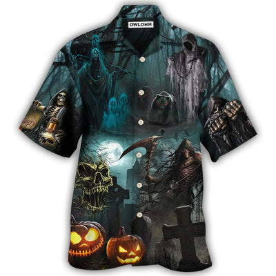 Hawaiian Shirt / Adults / S Halloween Ghost In The Dark Pumpkin Scary - Hawaiian Shirt - Owls Matrix LTD