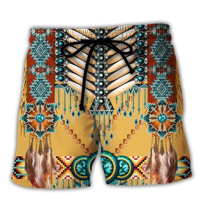 Native American Proud Pattern - Beach Short - Owls Matrix LTD