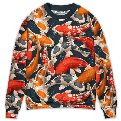 Sweater / S Koi Fish Swimming Colorful Crap - Sweater - Ugly Christmas Sweaters - Owls Matrix LTD