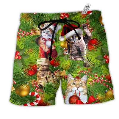 Beach Short / Adults / S Christmas Cat It's Lazy Day - Beach Short - Owls Matrix LTD