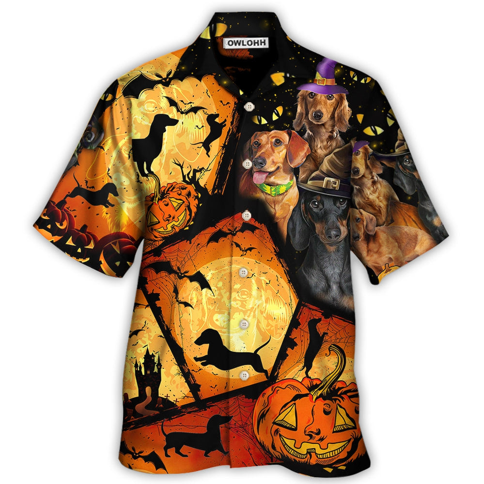 Hawaiian Shirt / Adults / S Halloween Dachshund Pumpkin Scary - Hawaiian Shirt - Owls Matrix LTD