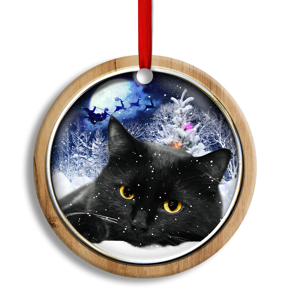 Pack 1 Christmas Black Cat Love Xmas Light Decor Tree Hanging - Circle Ornament - Owls Matrix LTD