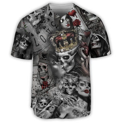 S Skull Love Is Blind Poker - Baseball Jersey - Owls Matrix LTD