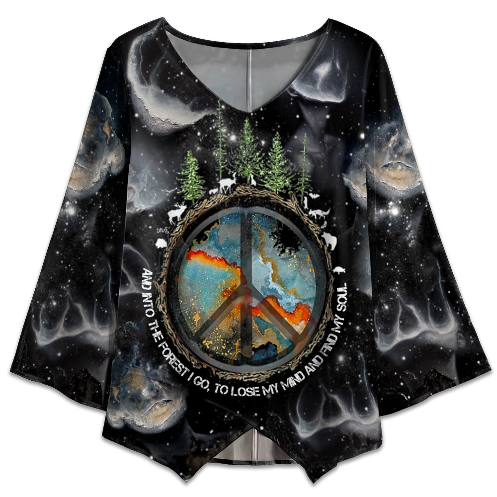 S Hippie Into The Forest I Go to Lose My Mind And Find My Soul - V-neck T-shirt - Owls Matrix LTD