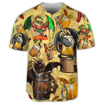 S Beer Dragon Drunkgon Loves Beer - Baseball Jersey - Owls Matrix LTD