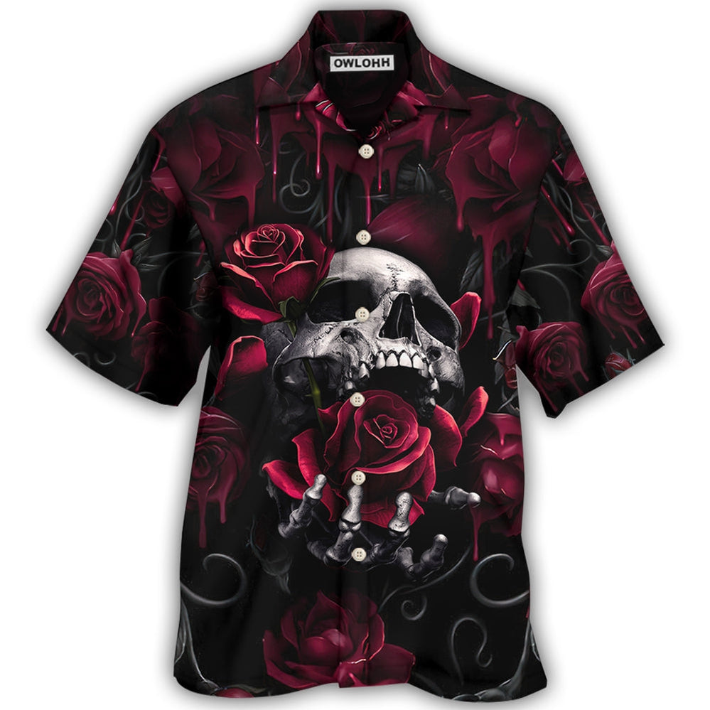 Hawaiian Shirt / Adults / S Skull Rose Blood Dark Screaming - Hawaiian Shirt - Owls Matrix LTD