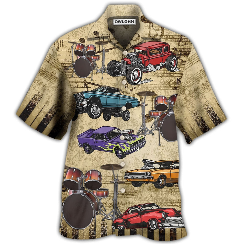 Hawaiian Shirt / Adults / S Car I Like Muscle Cars And Drums - Hawaiian Shirt - Owls Matrix LTD