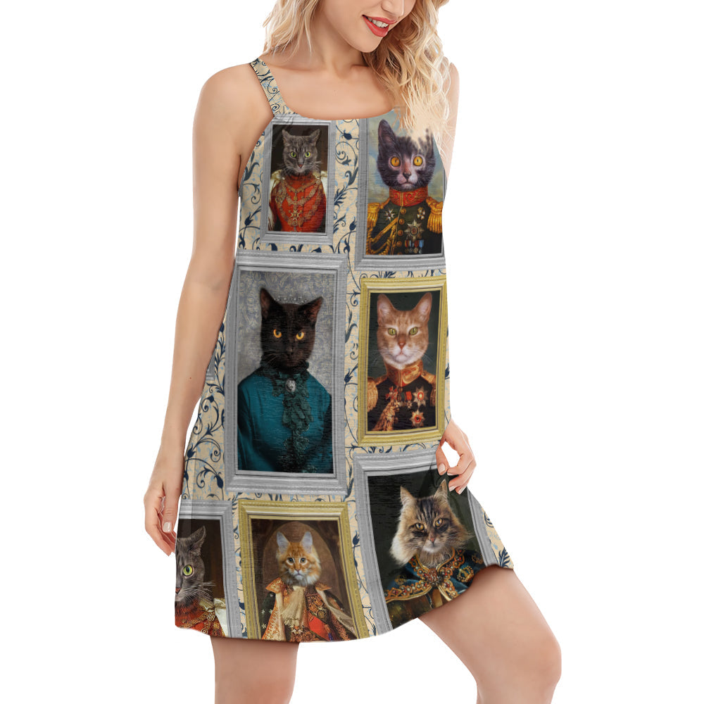 Cat Noble Aristocrat Basic - Women's Sleeveless Cami Dress - Owls Matrix LTD