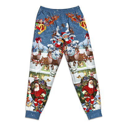 Pants / S Christmas Say Hi From Santa's Sleigh - Pajamas Short Sleeve - Owls Matrix LTD