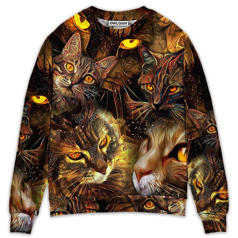 Sweater / S Cat Art Lover Cat Lightning Style - Sweater - Ugly Christmas Sweaters - Owls Matrix LTD