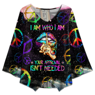 S Hippie I Am Who I Am Your Approval Isn't Needed Colorful - V-neck T-shirt - Owls Matrix LTD