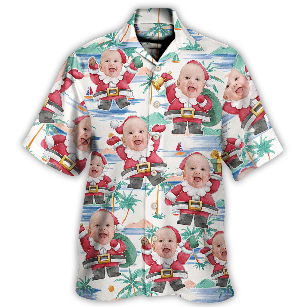 Hawaiian Shirt / Adults / S Christmas Santa Summer Beach Custom Photo - Hawaiian Shirt - Owls Matrix LTD