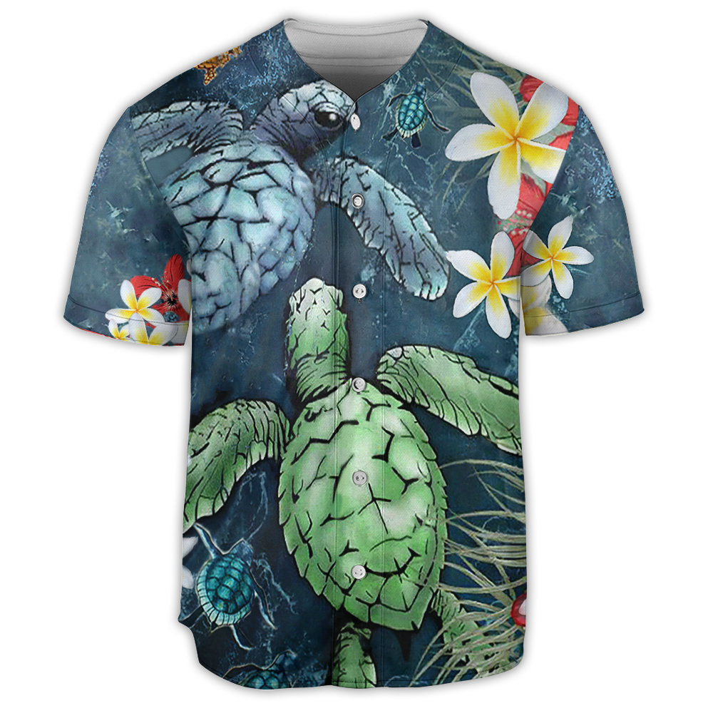 S Turtle Love Flowers So Pretty - Baseball Jersey - Owls Matrix LTD