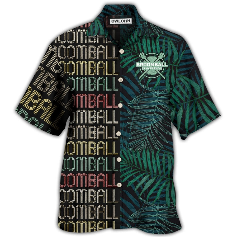 Hawaiian Shirt / Adults / S Broomball Is My Passion Tropical Leaf - Hawaiian Shirt - Owls Matrix LTD