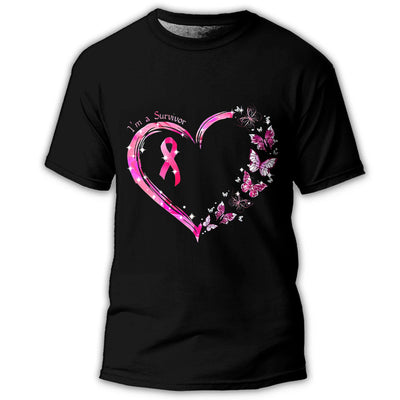S Breast Cancer Awareness I'm A Survivor - Round Neck T-shirt - Owls Matrix LTD