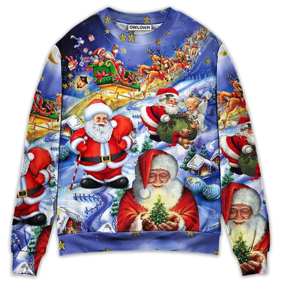 Sweater / S Christmas Funny Santa Claus Happy Xmas Is Coming Art Style Classic - Sweater - Ugly Christmas Sweaters - Owls Matrix LTD