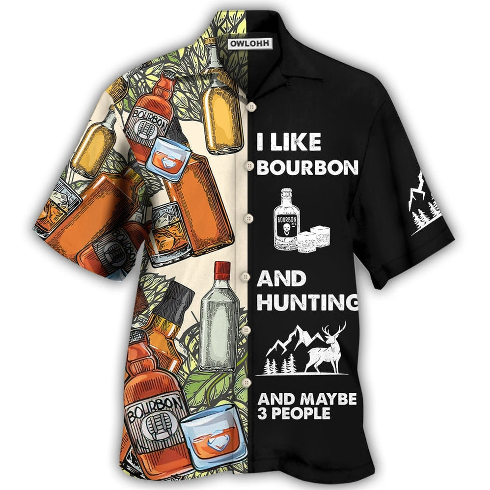 Hawaiian Shirt / Adults / S Wine Hunting I Like Bourbon - Hawaiian Shirt - Owls Matrix LTD