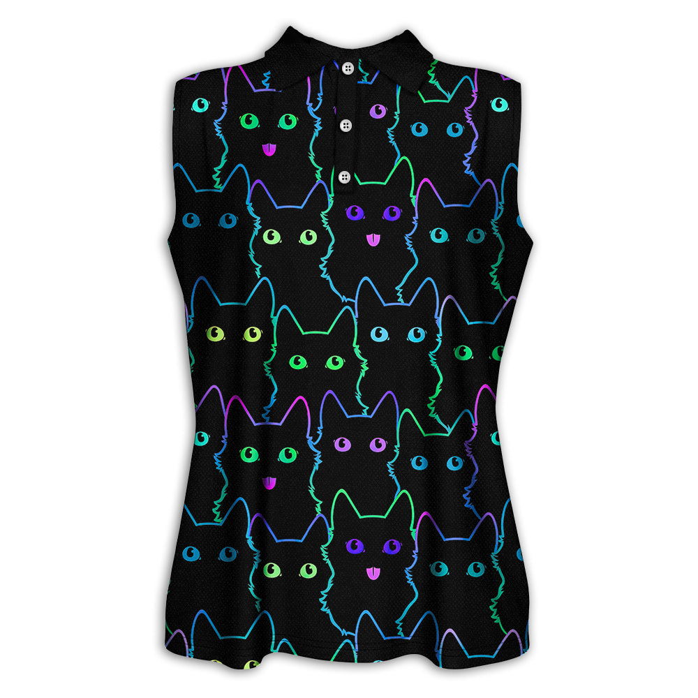 XS Cat Cute Little Neon Style - Women's Polo Shirt - Owls Matrix LTD