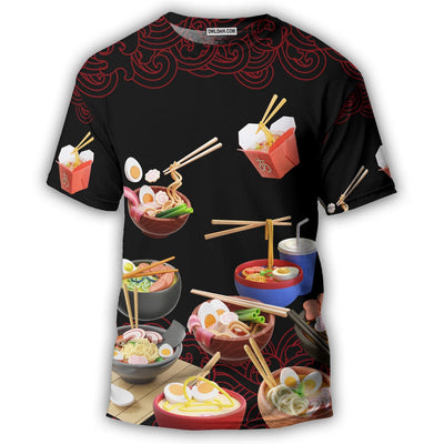 Food Ramen Fast Food Delicious - Round Neck T-shirt - Owls Matrix LTD