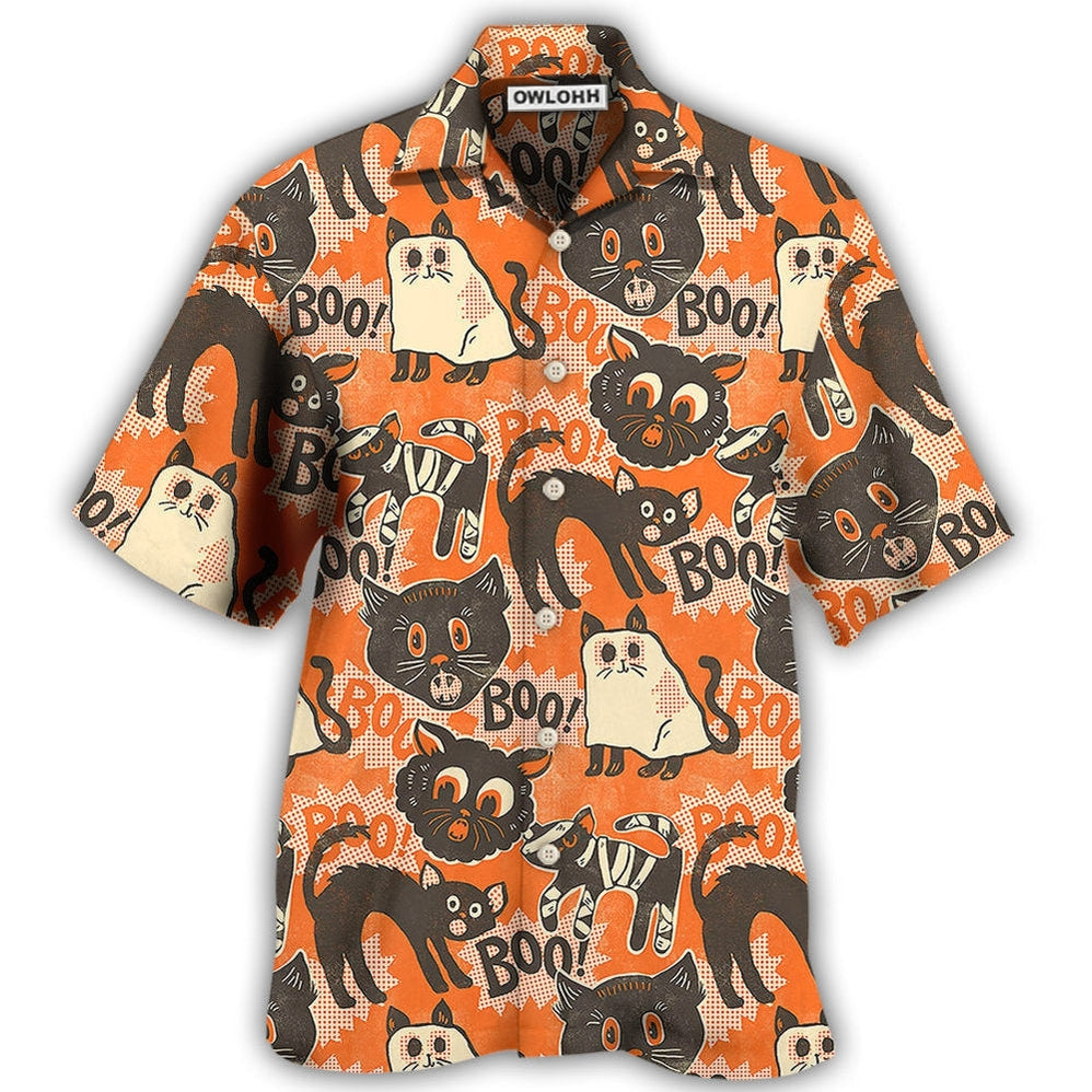 Hawaiian Shirt / Adults / S Halloween Spooktacular Scaredy Cat - Hawaiian Shirt - Owls Matrix LTD