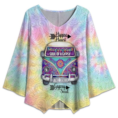 S Hippie Heart Gypsy Soul - V-neck T-shirt - Owls Matrix LTD