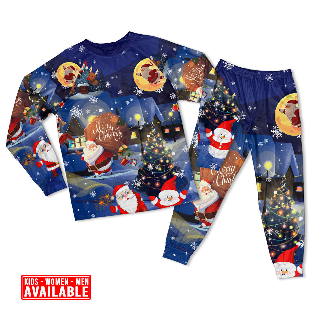 Women / S Christmas Love Santa And Gifts - Pajamas Long Sleeve - Owls Matrix LTD