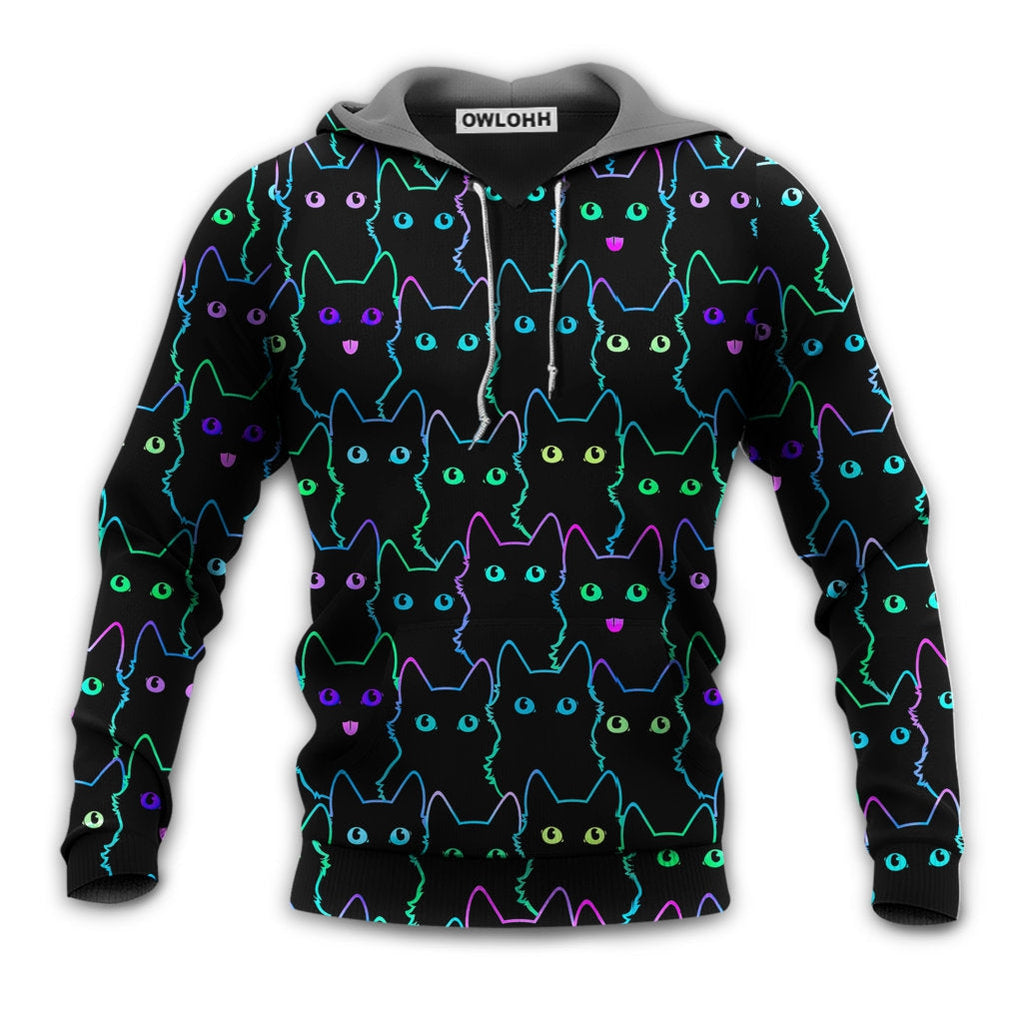 Unisex Hoodie / S Cat Cute Little Kitten Neon - Hoodie - Owls Matrix LTD