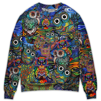 Hippie Owls Peace Life Mix Color - Sweater - Ugly Christmas Sweater - Owls Matrix LTD