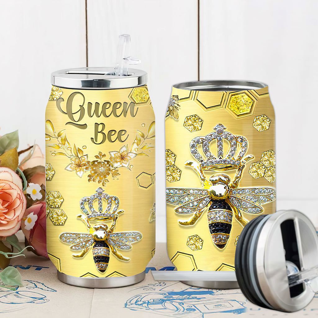 S Bee Queen Bee Jewelry Style - Soda Can Tumbler - Owls Matrix LTD