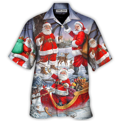 Hawaiian Shirt / Adults / S Christmas Funny Santa Claus Happy Xmas Is Coming Art Style Cool - Hawaiian Shirt - Owls Matrix LTD