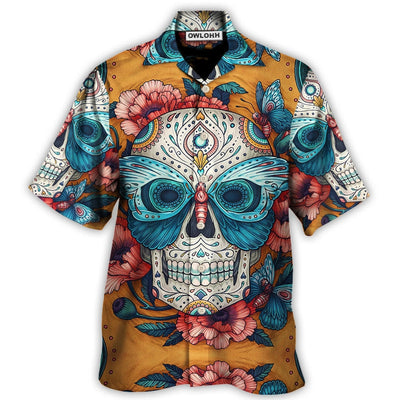 Hawaiian Shirt / Adults / S Skull And Butterfly Abstract Vintage Colorful - Hawaiian Shirt - Owls Matrix LTD