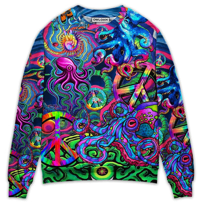 Hippie Funny Octopus Colorful Tie Dye Style - Sweater - Ugly Christmas Sweaters - Owls Matrix LTD