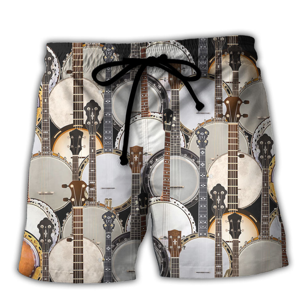 Banjo Love Music Pattern - Beach Short - Owls Matrix LTD