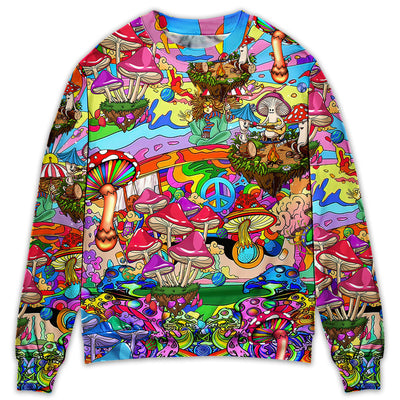 Hippie Mushroom Hallucinogenic Psychedelic - Sweater - Ugly Christmas Sweaters - Owls Matrix LTD