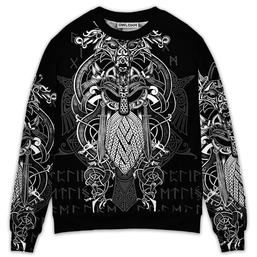 Viking Warrior Blood Pattern - Sweater - Ugly Christmas Sweaters - Owls Matrix LTD
