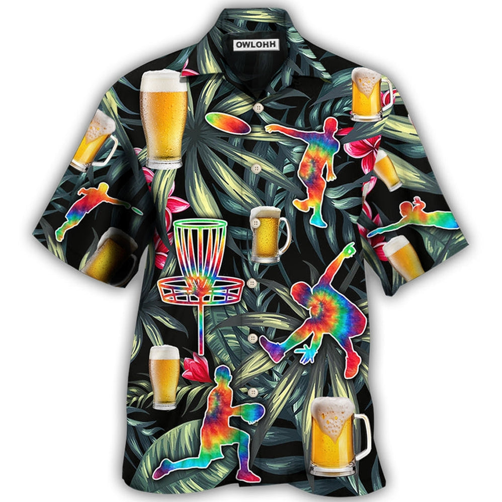 Hawaiian Shirt / Adults / S Beer And Disc Golf Tropical Flower Tie Dye - Hawaiian Shirt - Owls Matrix LTD