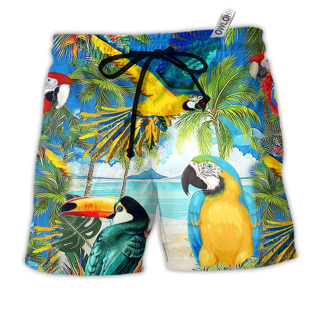 Beach Short / Adults / S High By The Beach Hot Summer Cool Parrot - Beach Short - Owls Matrix LTD
