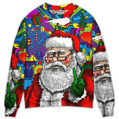 Sweater / S Hippie Santa Claus Christmas - Sweater - Ugly Christmas Sweaters - Owls Matrix LTD