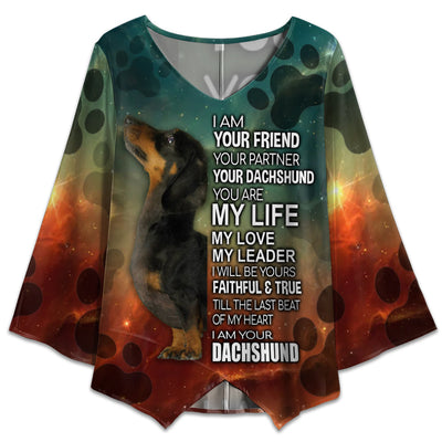 S Dachshund I Am Your Friend Your Partner Style - V-neck T-shirt - Owls Matrix LTD