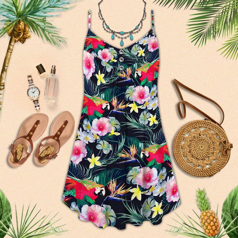 Parrot Loves Summer Tropical Style Amazing - Summer Dress - Owls Matrix LTD