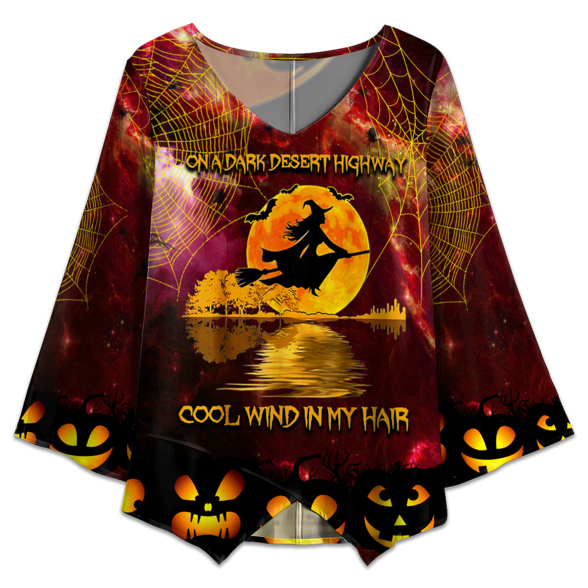 S Hippie Halloween On A Dark Desert Highway Cool Wind In My Hair Witch - V-neck T-shirt - Owls Matrix LTD